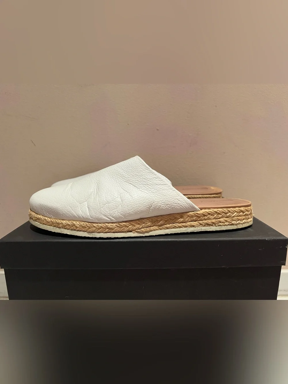 Rachel Comey White Leather Espadrille Slide - Size 9